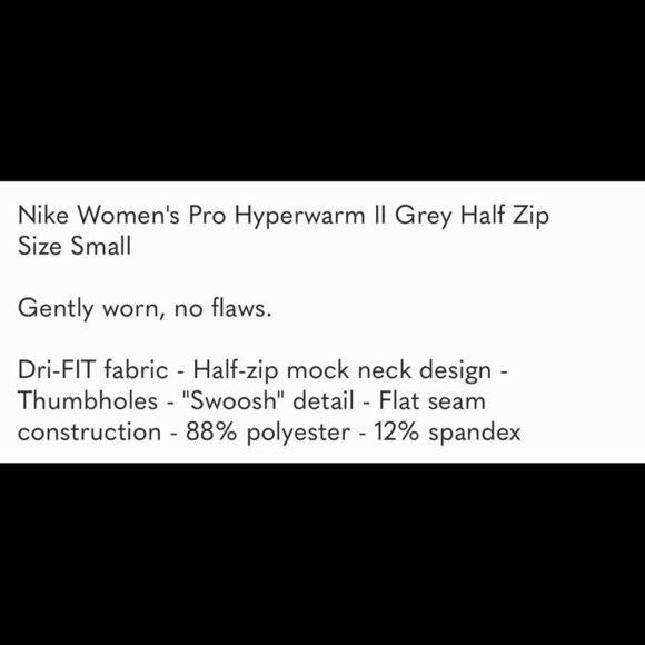 Nike Women's Pro Hyperwarm II Grey Half Zip - Picture 6 of 6